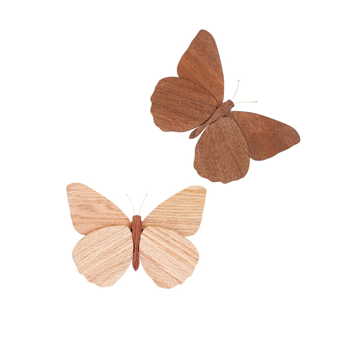 Telinego 2 Pack Handmade Wooden Butterfly Wall Art Sculpture Hanging Decor