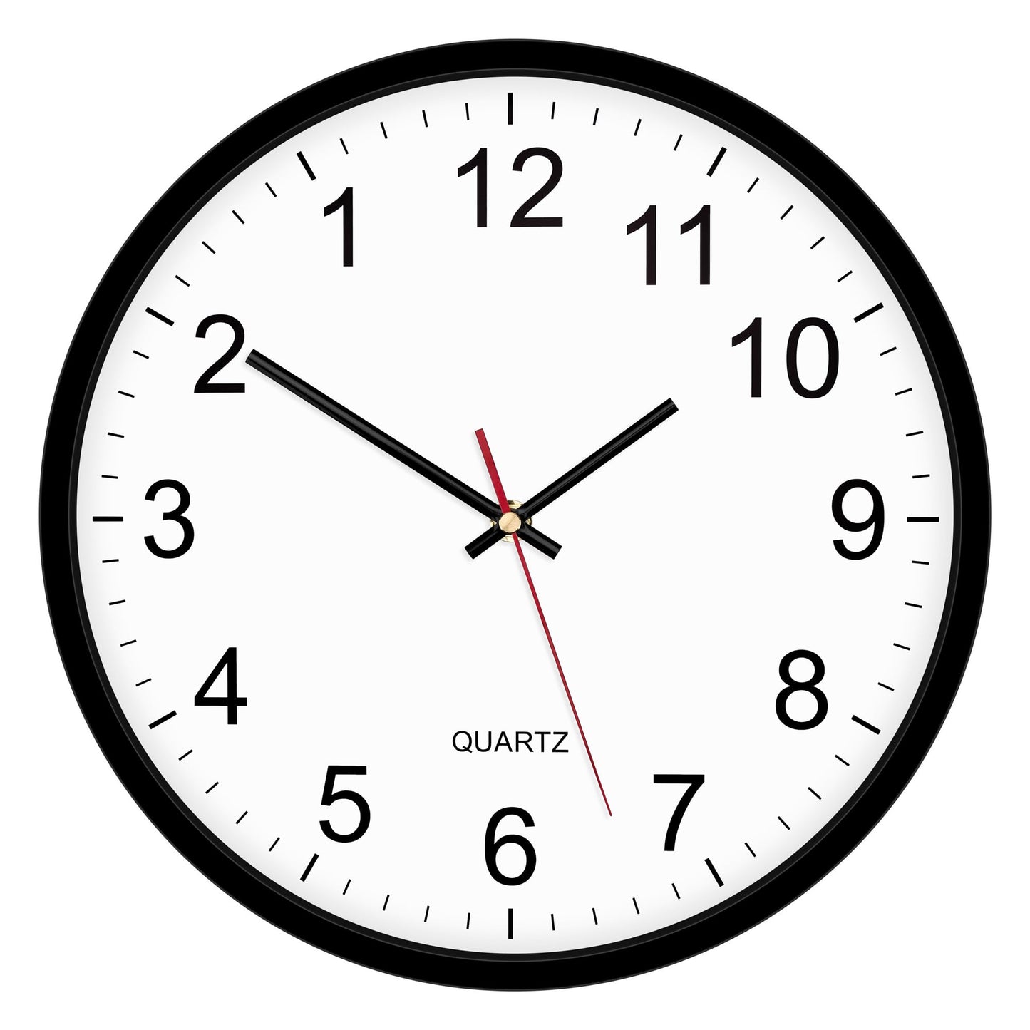 Foxtop 12 Inch Wall Clock Silent Battery Operated Analog Clock, Black