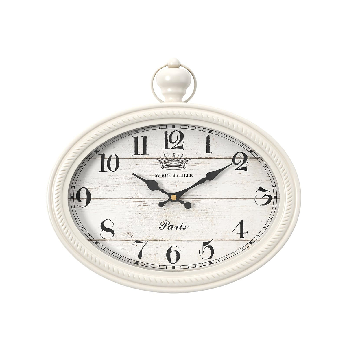 Retro Oval Wall Clock. Black Vintage Antique Style