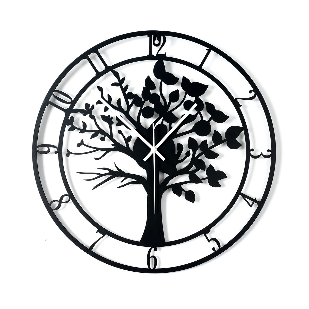 16 Inch Wall Clock, Tree of Life Metal Non Ticking for Living Room