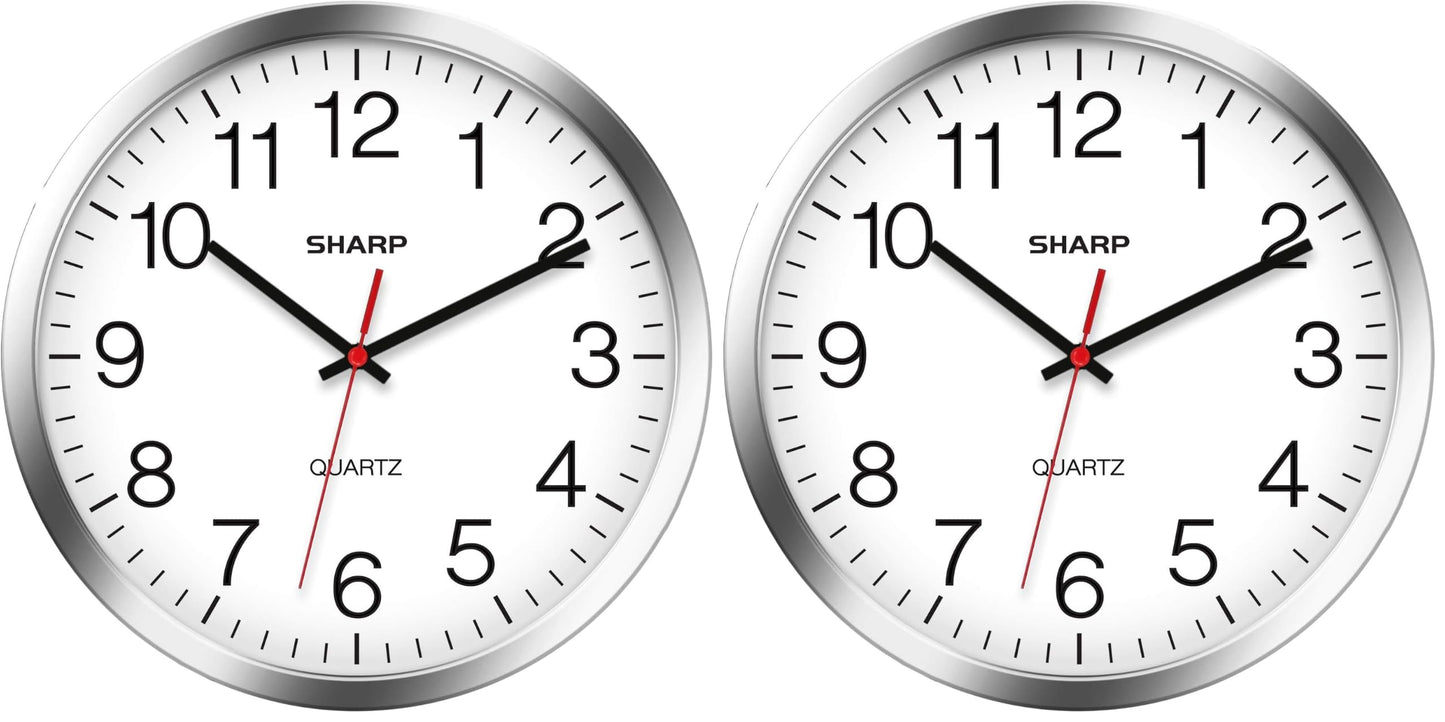 Sharp 14-Inch Battery Wall Clock, Silent Non-Ticking, Easy-Read, Black