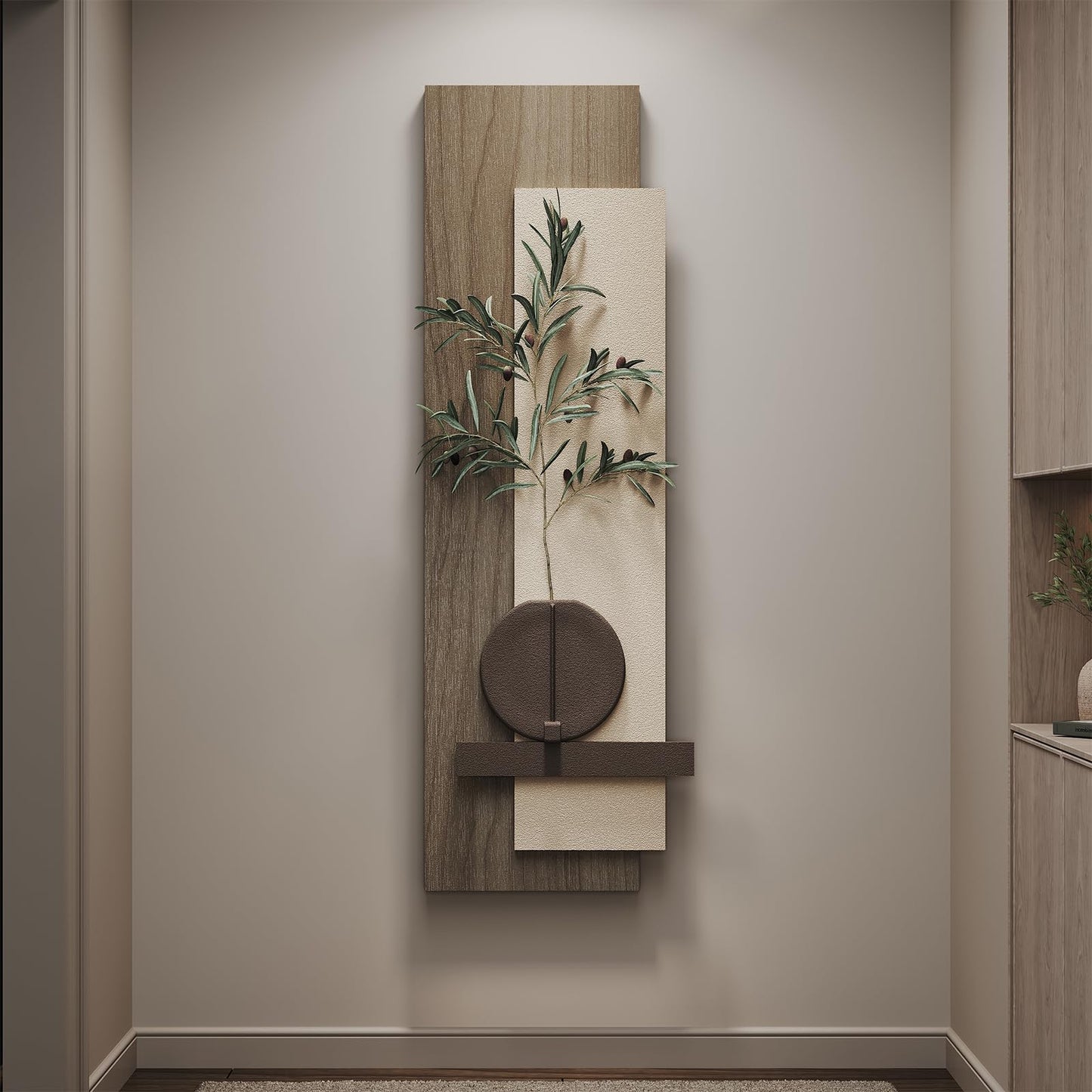 Large Wood Abstract Wall Art for Living Room, Modern 3D Artwork for Walls
