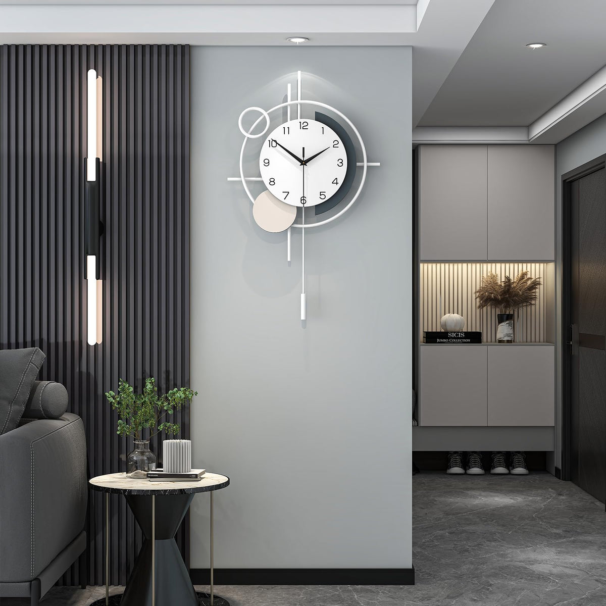 Wall Clock for Living Room Decor Modern Clock Pendulum Silent