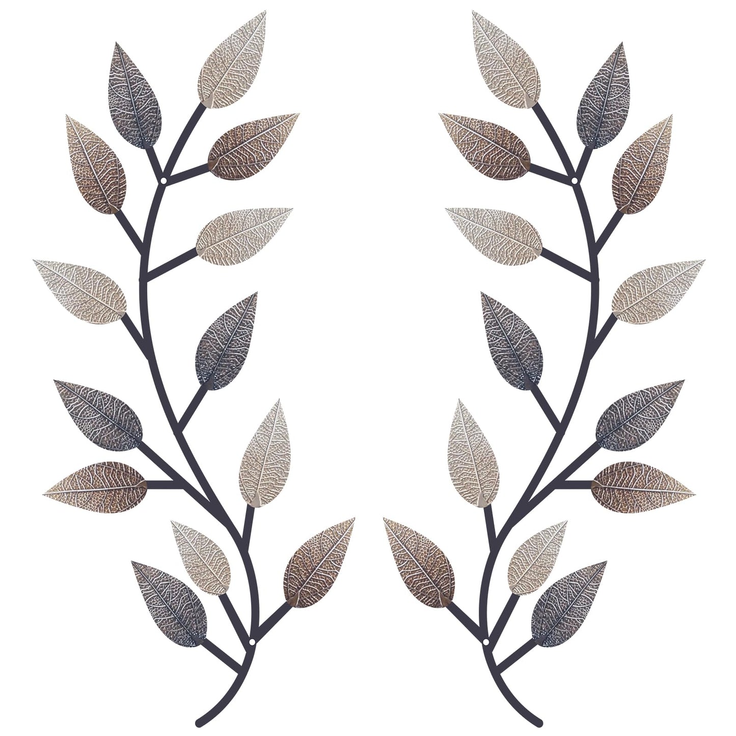 Zhengmy 2 Pcs Metal Leaf Wall Art Vine Branch Decor,Lively Colors