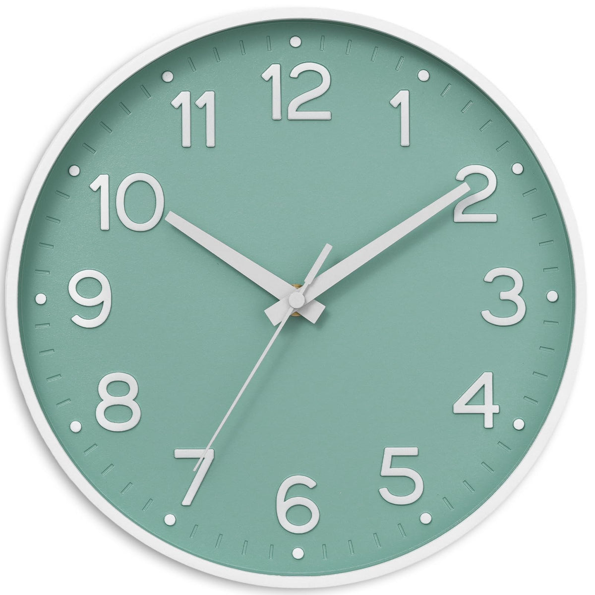 Roymnie 8 Inch Wall Clock, Battery Operated Silent Non Ticking Green Analog