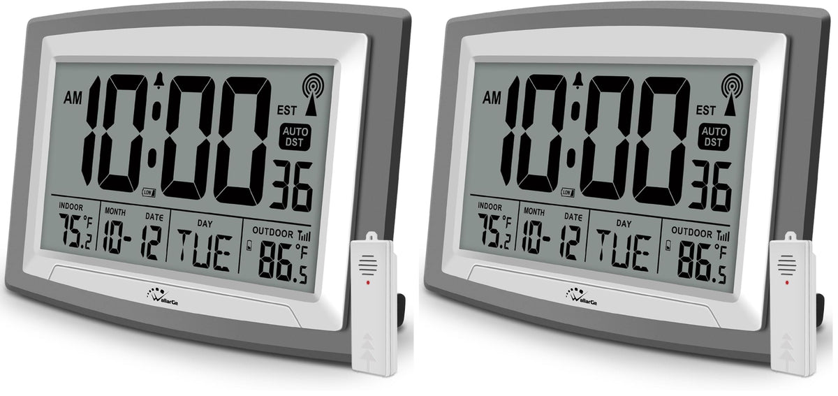 WallarGe Atomic Clock 12.5 Inch Self-Setting Digital Wall Clock