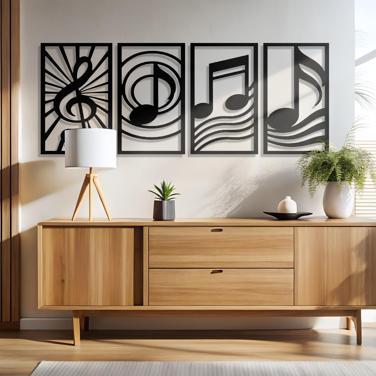 GALLERY GRACE Metal Wall Art Decor – 11" x 16", 4Pc Single Line Abstract Wall Art for Living Room, Bedroom, Office – Boho Minimalist Black Wall Decor Featuring Sun, Moon, Landscape & Desert Panels