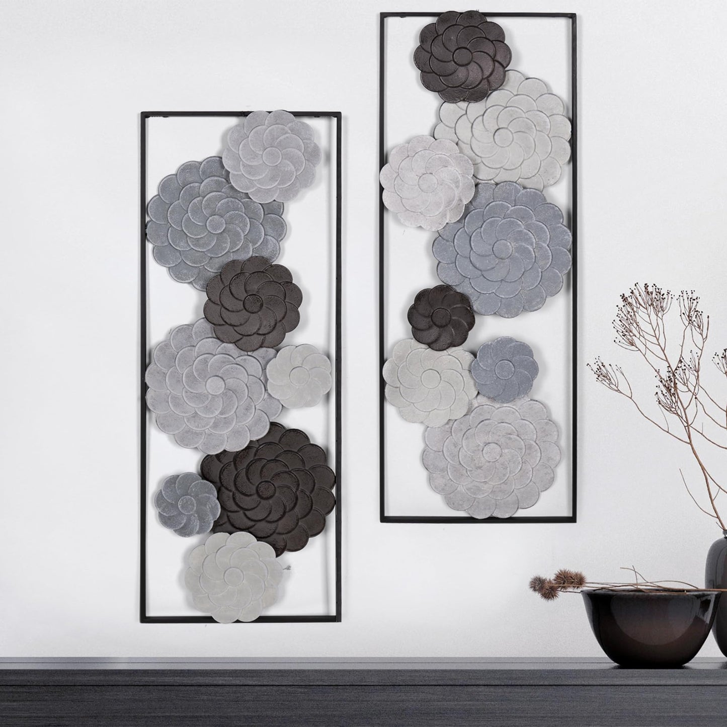 Oakrain 3 Pack Metal Wall Art, Abstract Minimalist Modern Wall Decor for Living Room, Bedroom, Office, Entryway