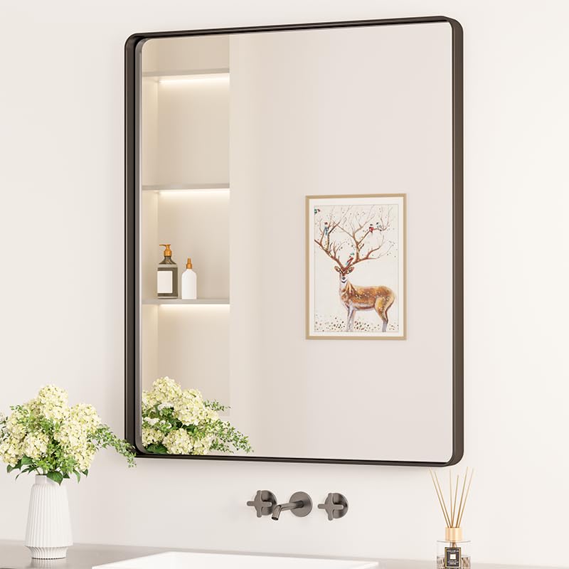 Keonjinn 20 x 30 Inch Brushed Nickel Bathroom Mirrors for Over Sink