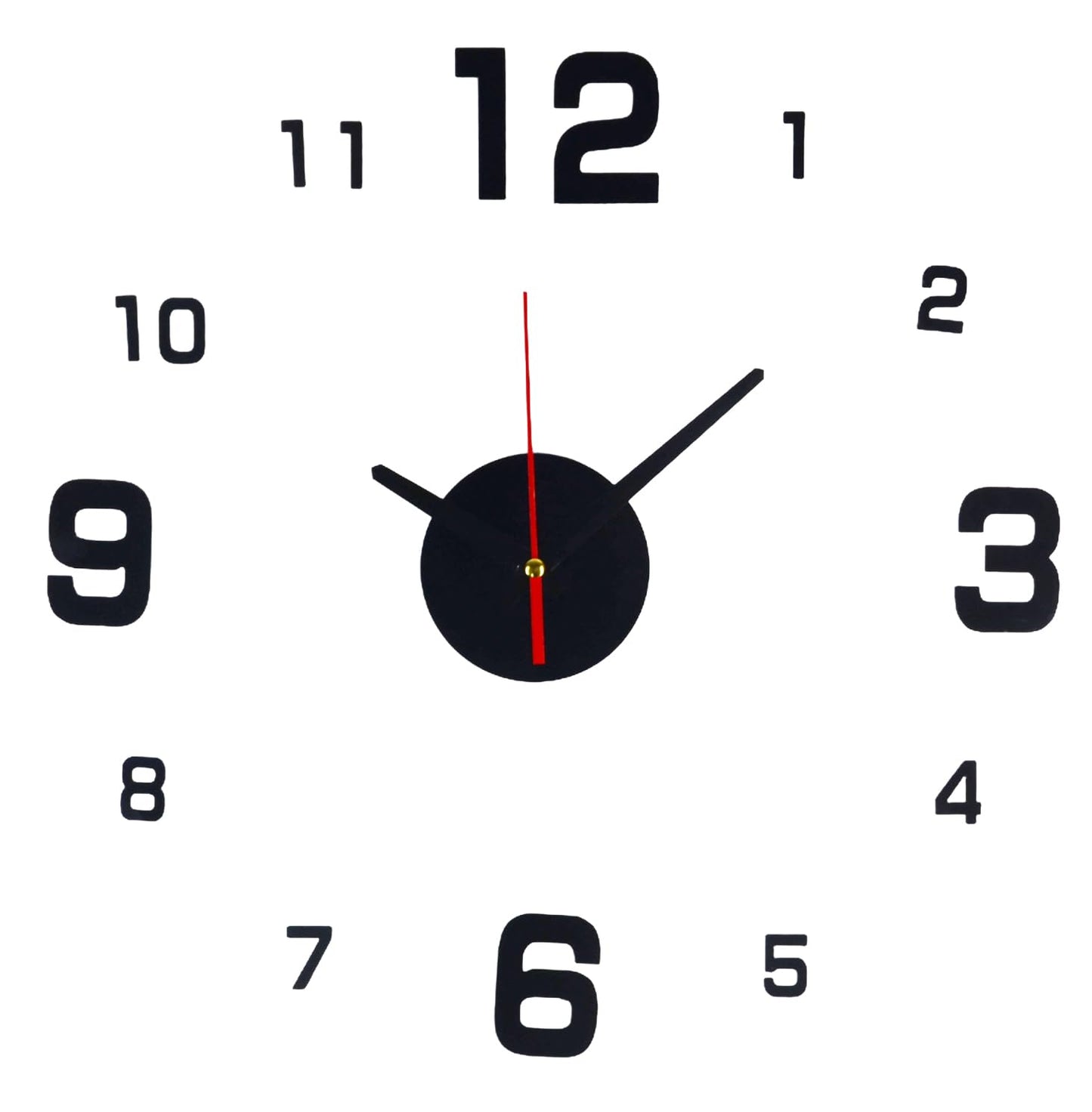 12In Wall Clock,Modern,Battery Operated,Non-Ticking Analog Clock,Black
