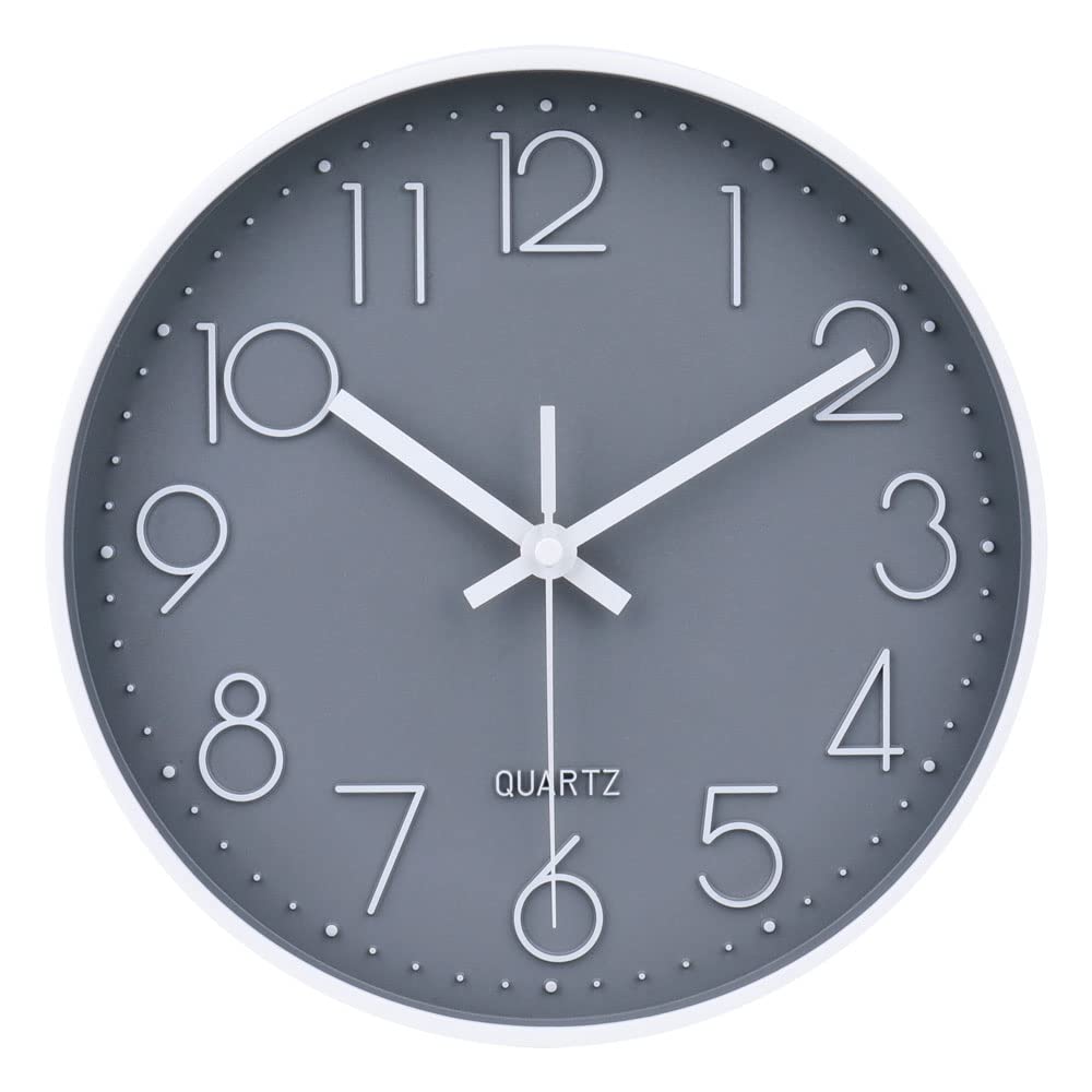 jomparis Wall Clock 12 Inch Non-Ticking Silent Battery Operated Round Wall Clock Modern Elegant Simple Style Clock for Home Office Kitchen Bedroom Living Room