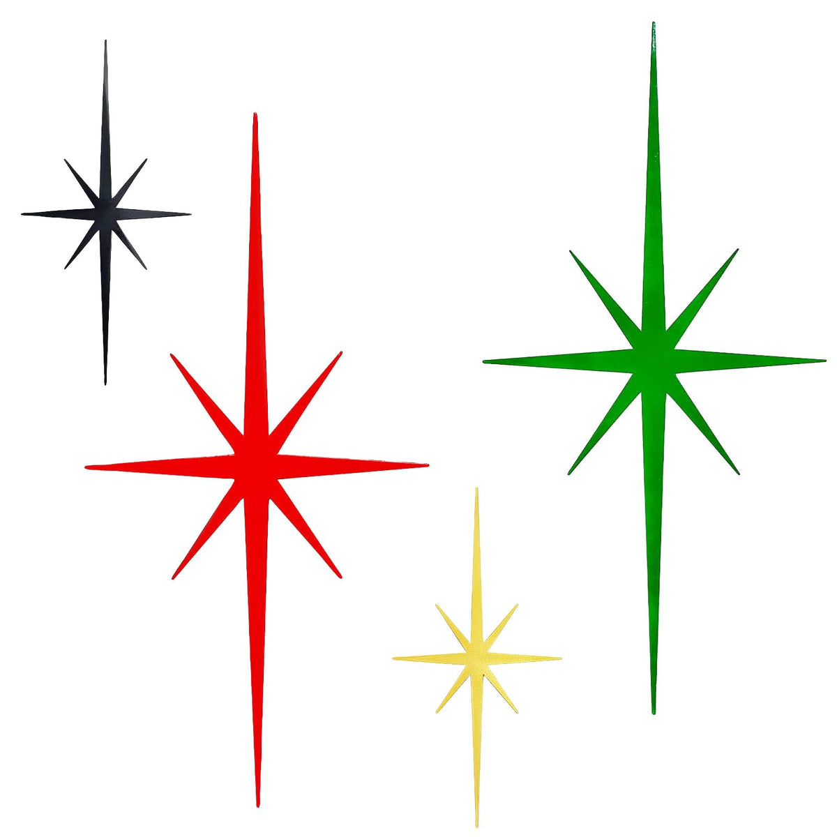 sxnzequnze 4 Pcs Star Wall Art for Home Decor Living Room Bedroom Office Metal 3D,Bling,with Hanging Hook Starburst Midcentury Sculpture Retro Gallery Accent Celestial -Gold 16.5in/9.4in