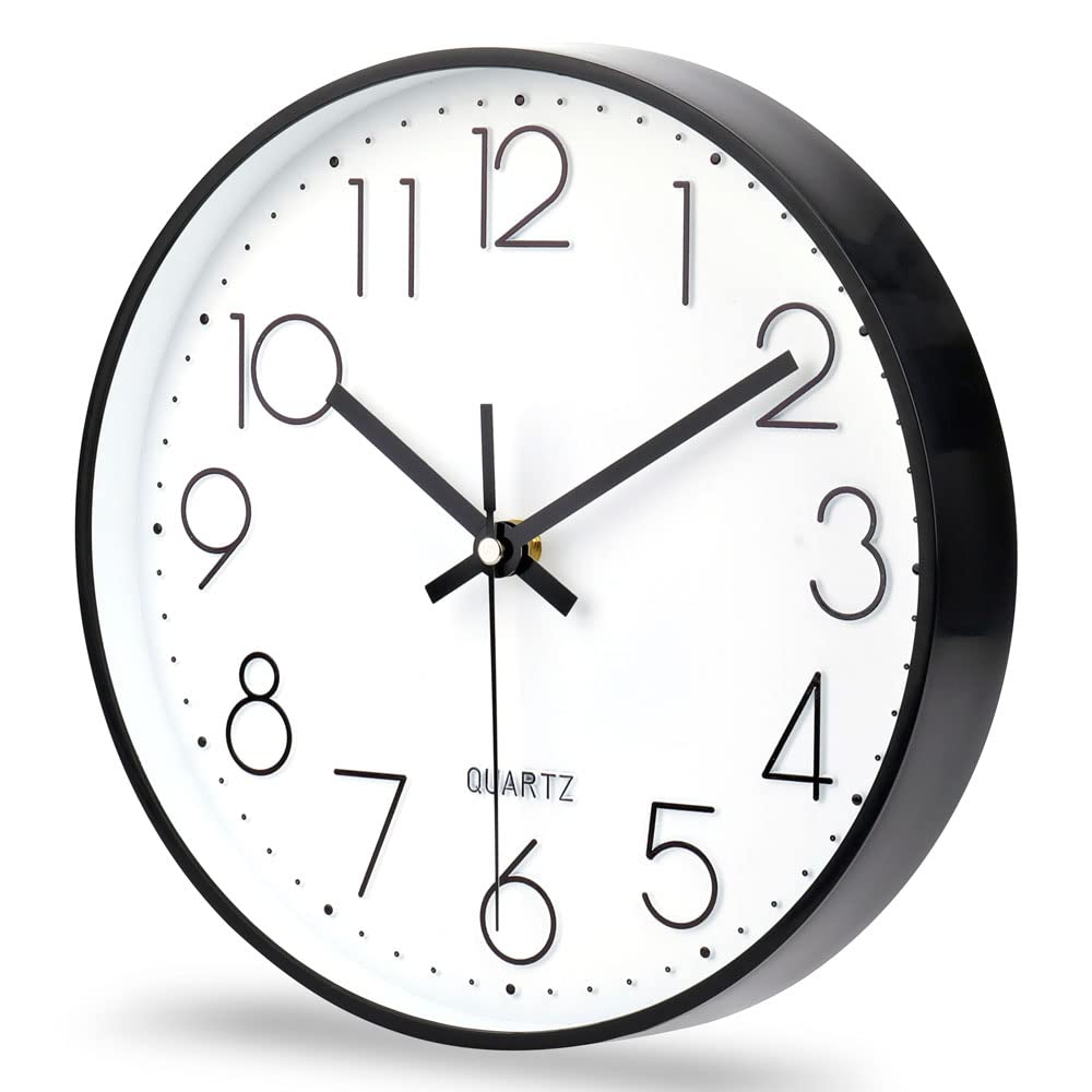 jomparis Wall Clock 12 Inch Non-Ticking Silent Battery Operated Round Wall Clock Modern Elegant Simple Style Clock for Home Office Kitchen Bedroom Living Room