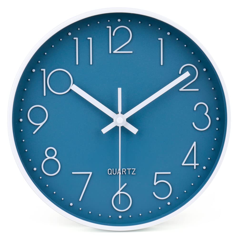 jomparis Wall Clock 12 Inch Non-Ticking Silent Battery Operated Round Wall Clock Modern Elegant Simple Style Clock for Home Office Kitchen Bedroom Living Room