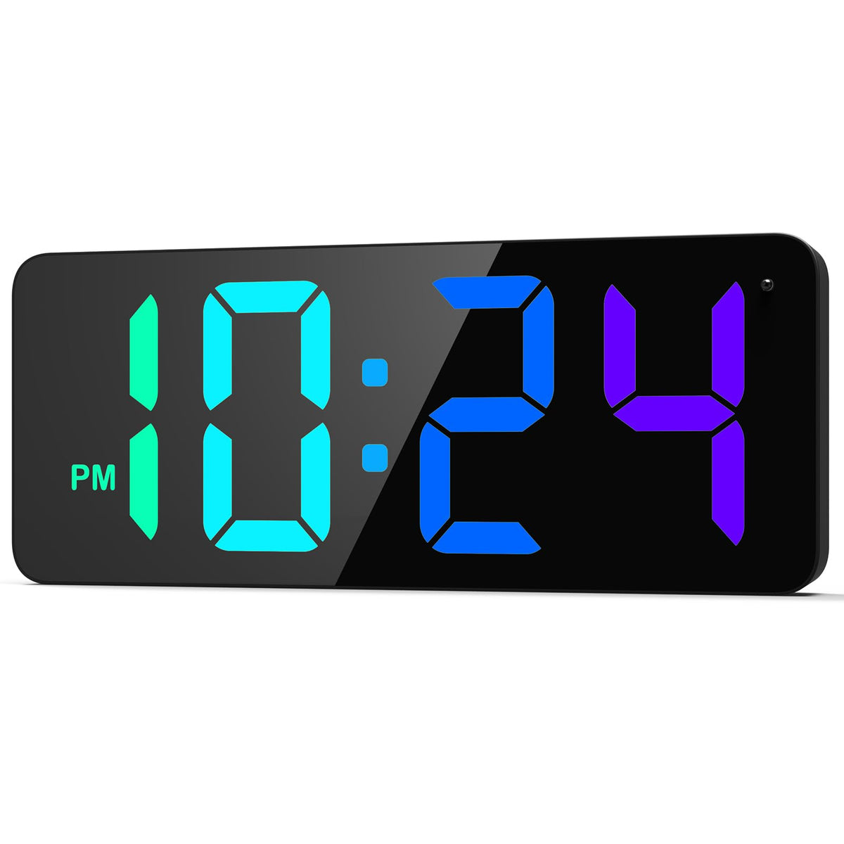 LED Digital Wall Clock with Large Display, Big Digits, Auto-Dimming, 12/24Hr Format, Modern Electric Small Silent Wall Clock for Living Room, Bedroom, Classroom, Farmhouse, Kitchen, Office - White