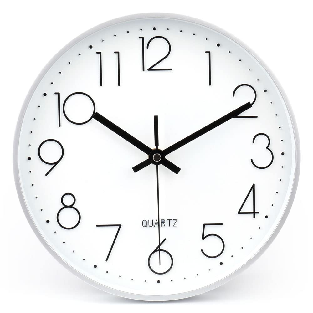 jomparis Wall Clock 12 Inch Non-Ticking Silent Battery Operated Round Wall Clock Modern Elegant Simple Style Clock for Home Office Kitchen Bedroom Living Room