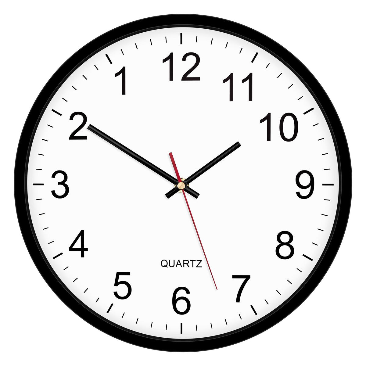 Foxtop 12 Inch Wall Clock Silent Battery Operated Analog Clock, Black