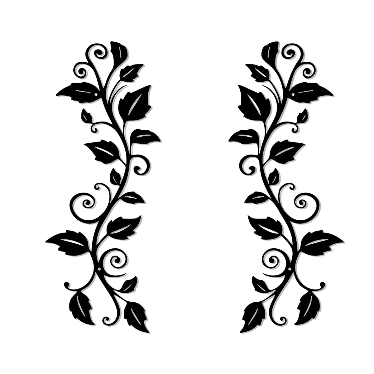 DUOOLN 2 Pcs Metal Rose Tree Leaf Wall Decor, Long Iron Scroll Vine Wall Art Above, Rustic Hanging Sign Flowers Sculpture, For Above Door Living Room Office Indoor And Outdoor Decoration - Black
