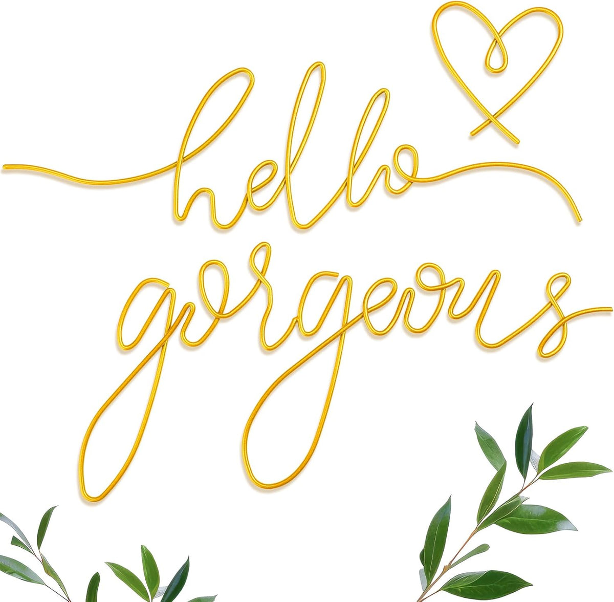 Hicarer Metal Hello Gorgeous Wall Art Minimalist Wall Decor,Gold,Classic