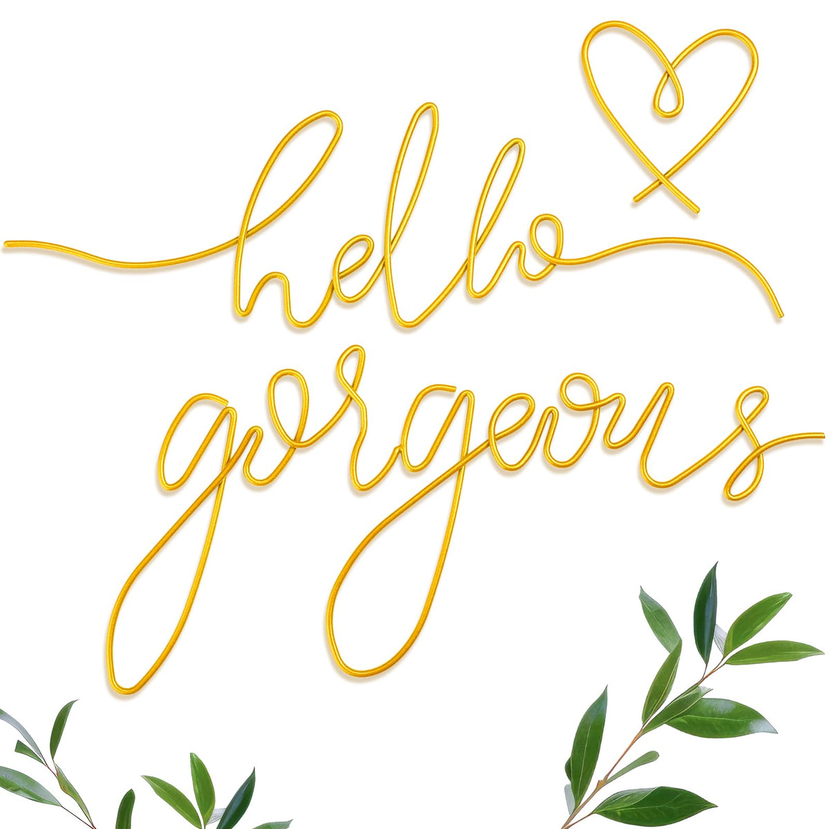 Hicarer Metal Hello Gorgeous Wall Art Minimalist Wall Decor,Gold,Classic