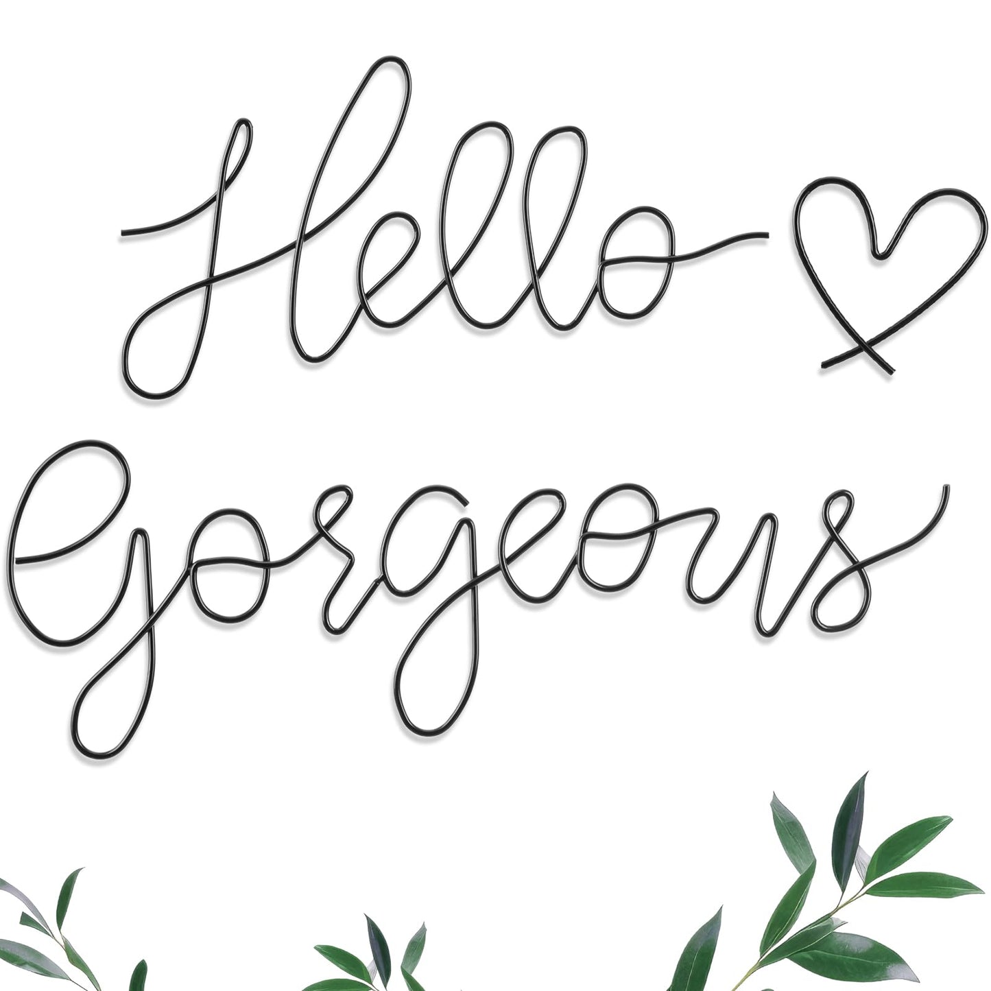 Hicarer Metal Hello Gorgeous Wall Art Minimalist Wall Decor,Gold,Classic