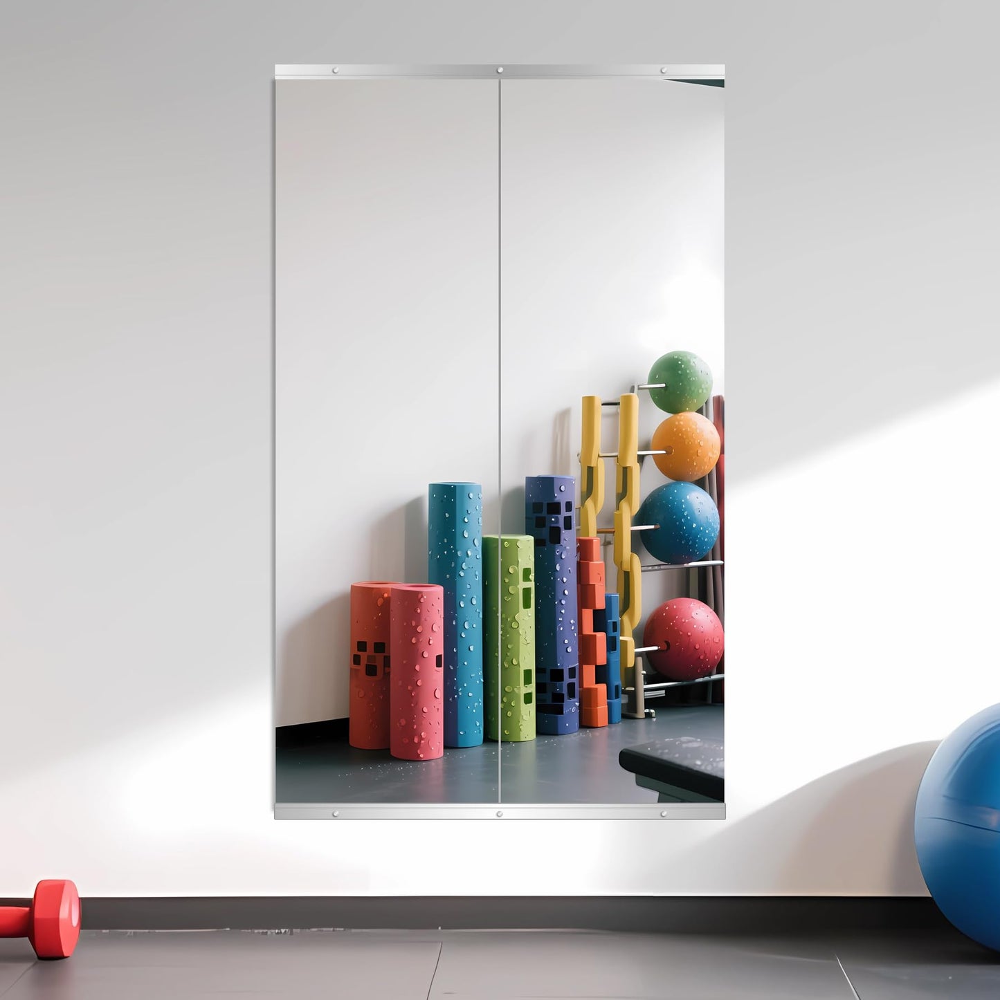 Ruomeng Home Gym Mirrors 12 Inch x 12Pcs Wall Mounted Mirror Glass Frameless Full Length Mirror Tiles for Home Gym, Bedroom, Door & Bathroom