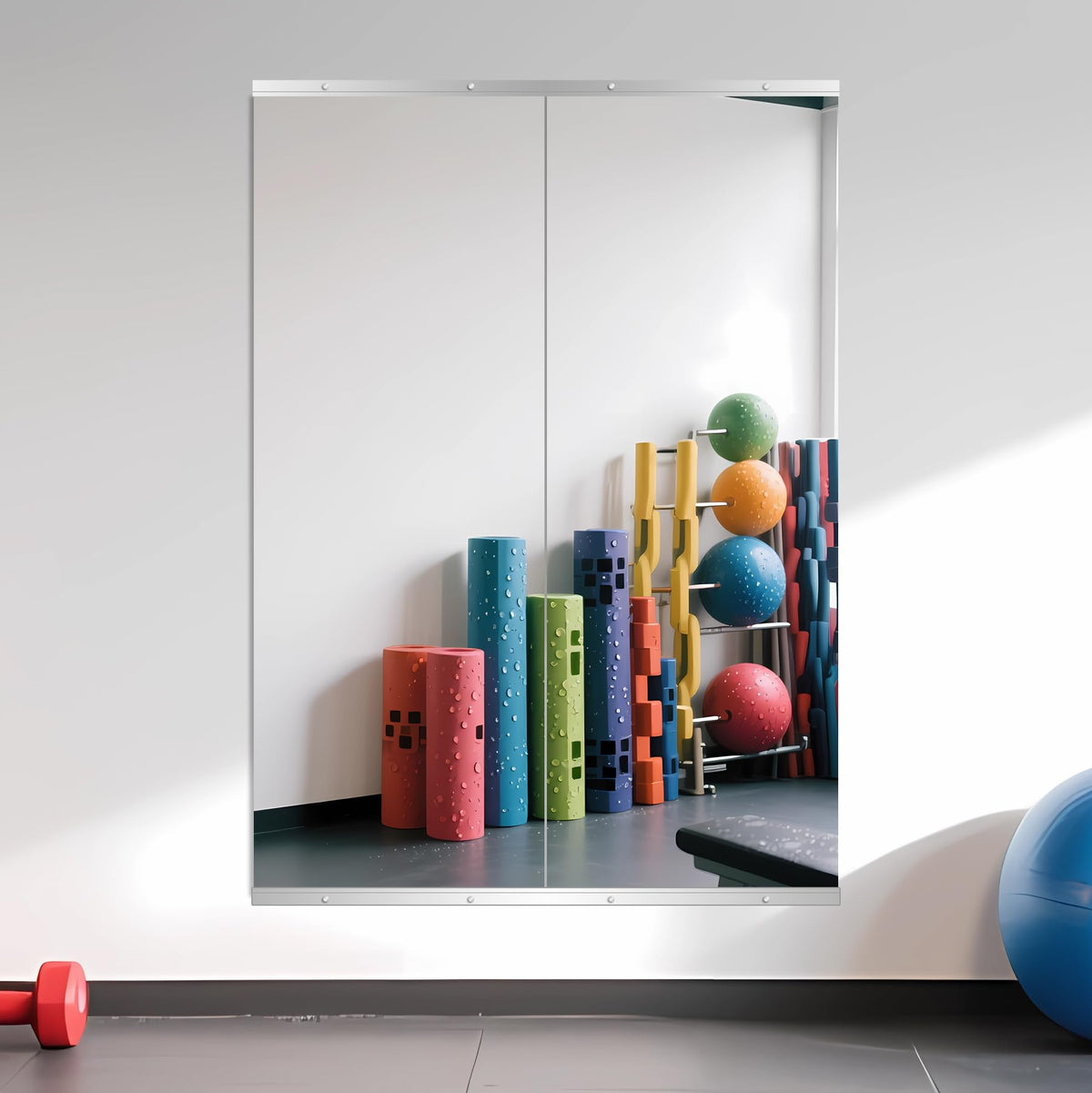 Ruomeng Home Gym Mirrors 12 Inch x 12Pcs Wall Mounted Mirror Glass Frameless Full Length Mirror Tiles for Home Gym, Bedroom, Door & Bathroom