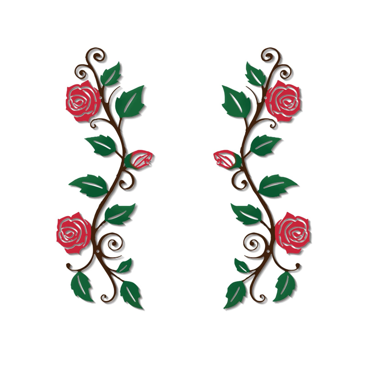 DUOOLN 2 Pcs Metal Rose Tree Leaf Wall Decor, Long Iron Scroll Vine Wall Art Above, Rustic Hanging Sign Flowers Sculpture, For Above Door Living Room Office Indoor And Outdoor Decoration - Black