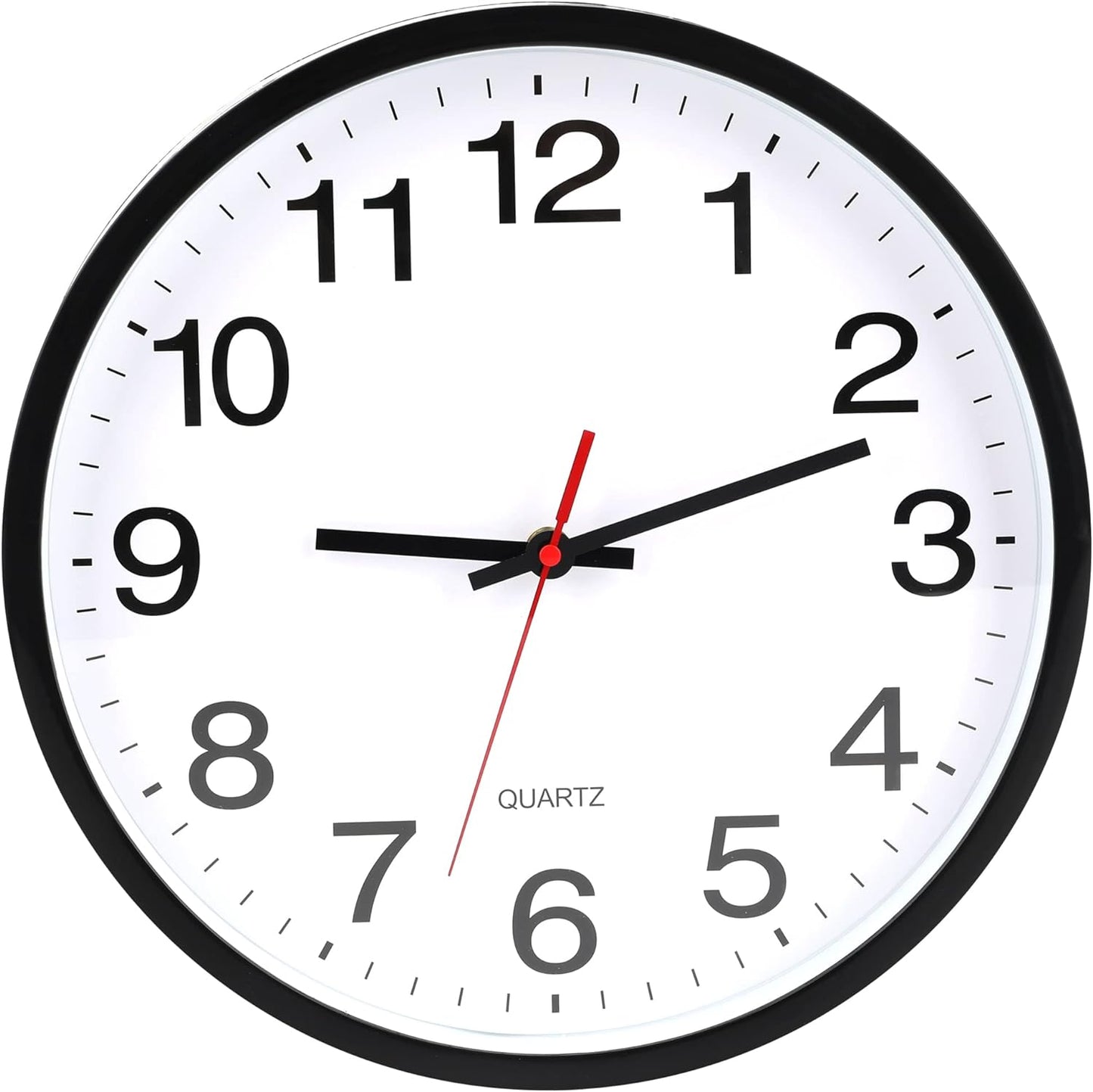 12In Wall Clock,Modern,Battery Operated,Non-Ticking Analog Clock,Black