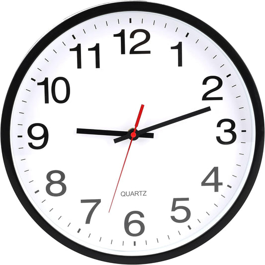 12In Wall Clock,Modern,Battery Operated,Non-Ticking Analog Clock,Black