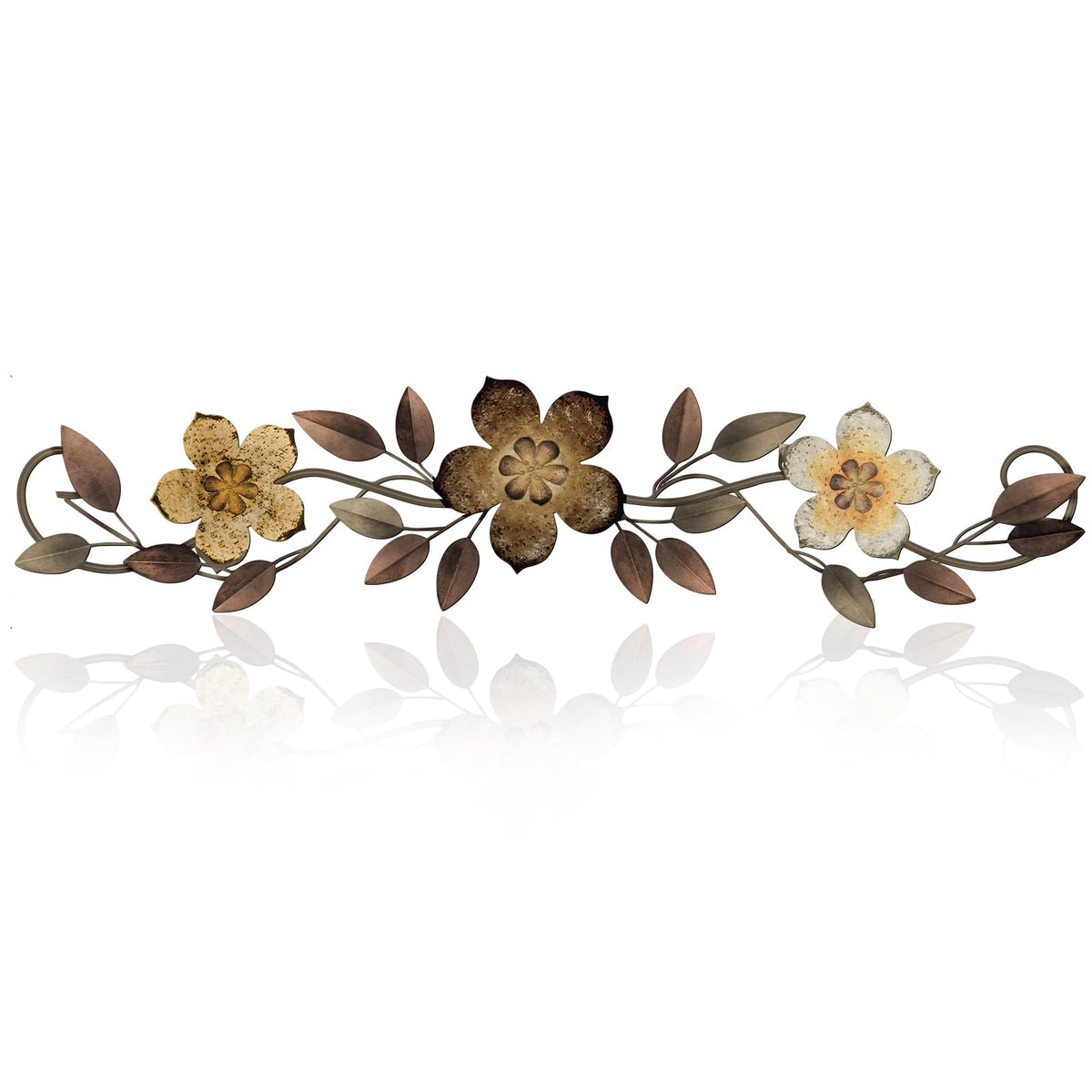 Wesiti Metal Flower Wall Decor Wrought Iron Scroll 15.7x3.7,Blue