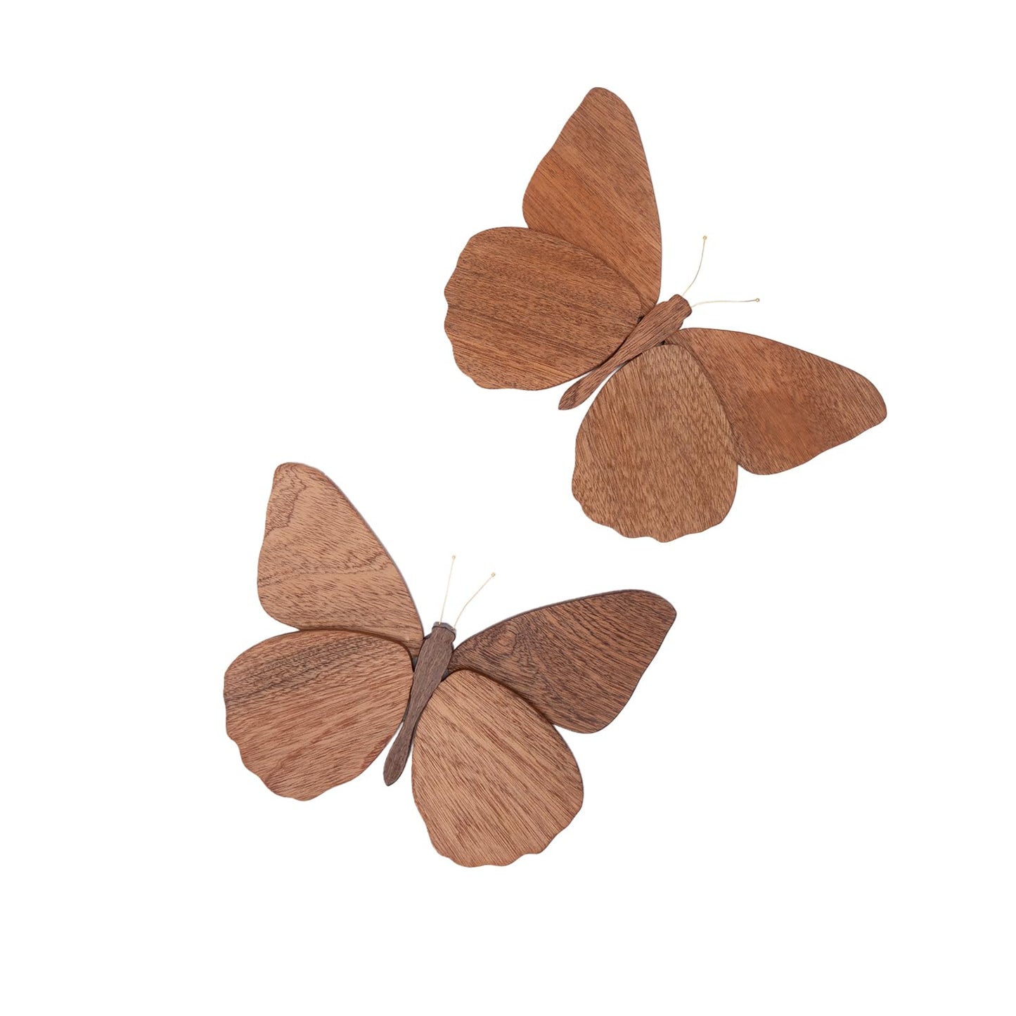 Telinego 2 Pack Handmade Wooden Butterfly Wall Art Sculpture Hanging Decor