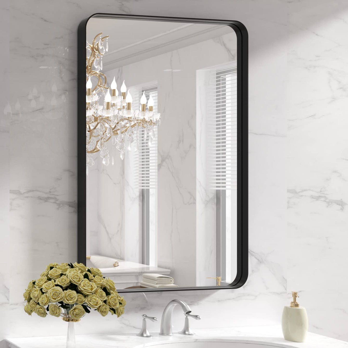 LOAAO 22X30 Inch Black Bathroom Mirror Metal Framed