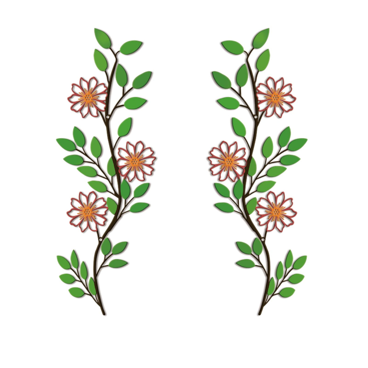 DUOOLN 2 Pcs Metal Rose Tree Leaf Wall Decor, Long Iron Scroll Vine Wall Art Above, Rustic Hanging Sign Flowers Sculpture, For Above Door Living Room Office Indoor And Outdoor Decoration - Black