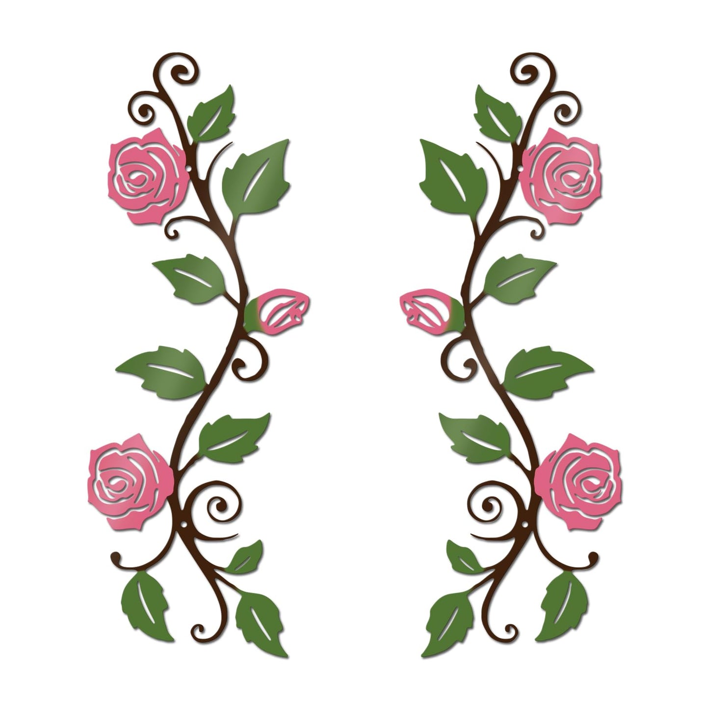 DUOOLN 2 Pcs Metal Rose Tree Leaf Wall Decor, Long Iron Scroll Vine Wall Art Above, Rustic Hanging Sign Flowers Sculpture, For Above Door Living Room Office Indoor And Outdoor Decoration - Black