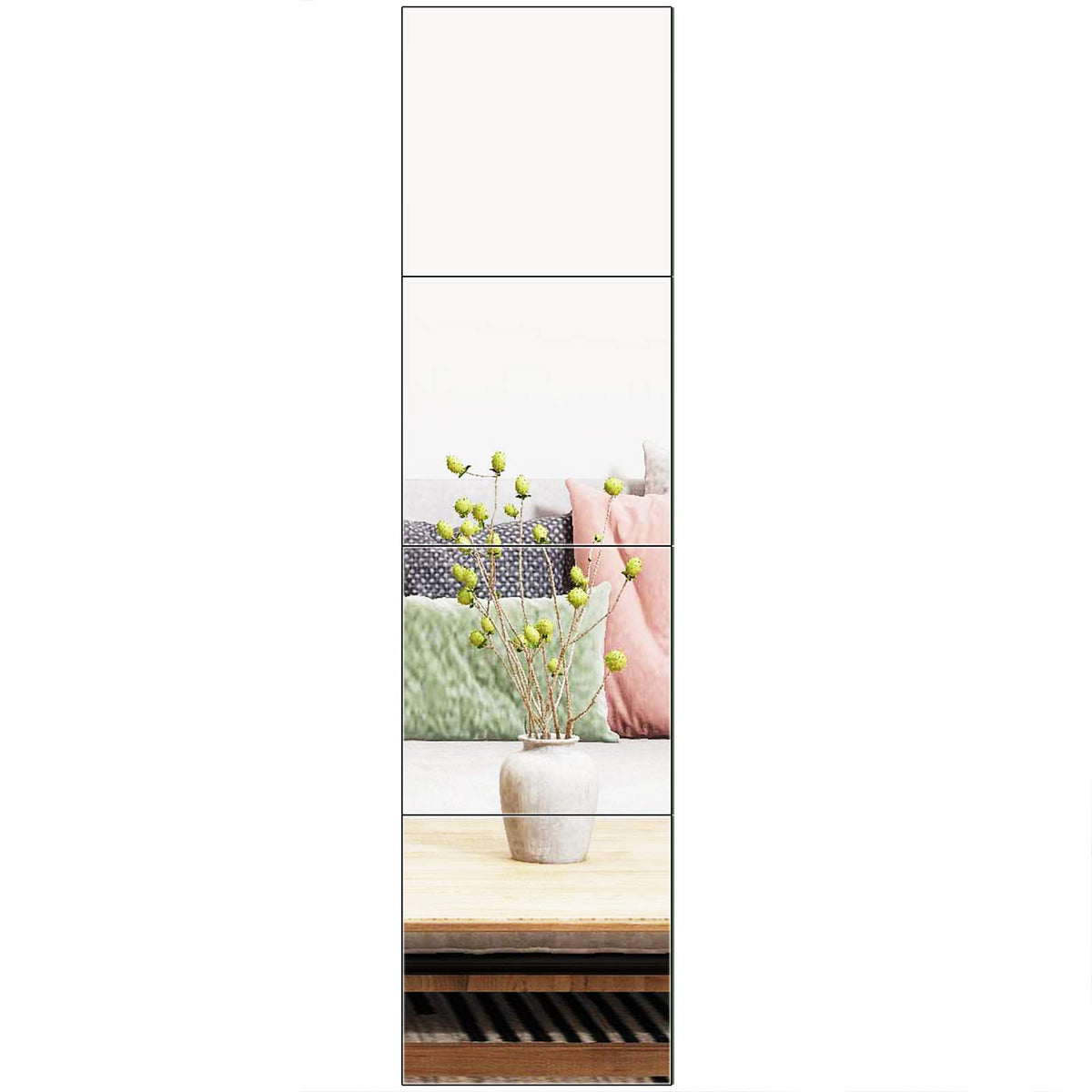 Ruomeng Home Gym Mirrors 12 Inch x 12Pcs Wall Mounted Mirror Glass Frameless Full Length Mirror Tiles for Home Gym, Bedroom, Door & Bathroom