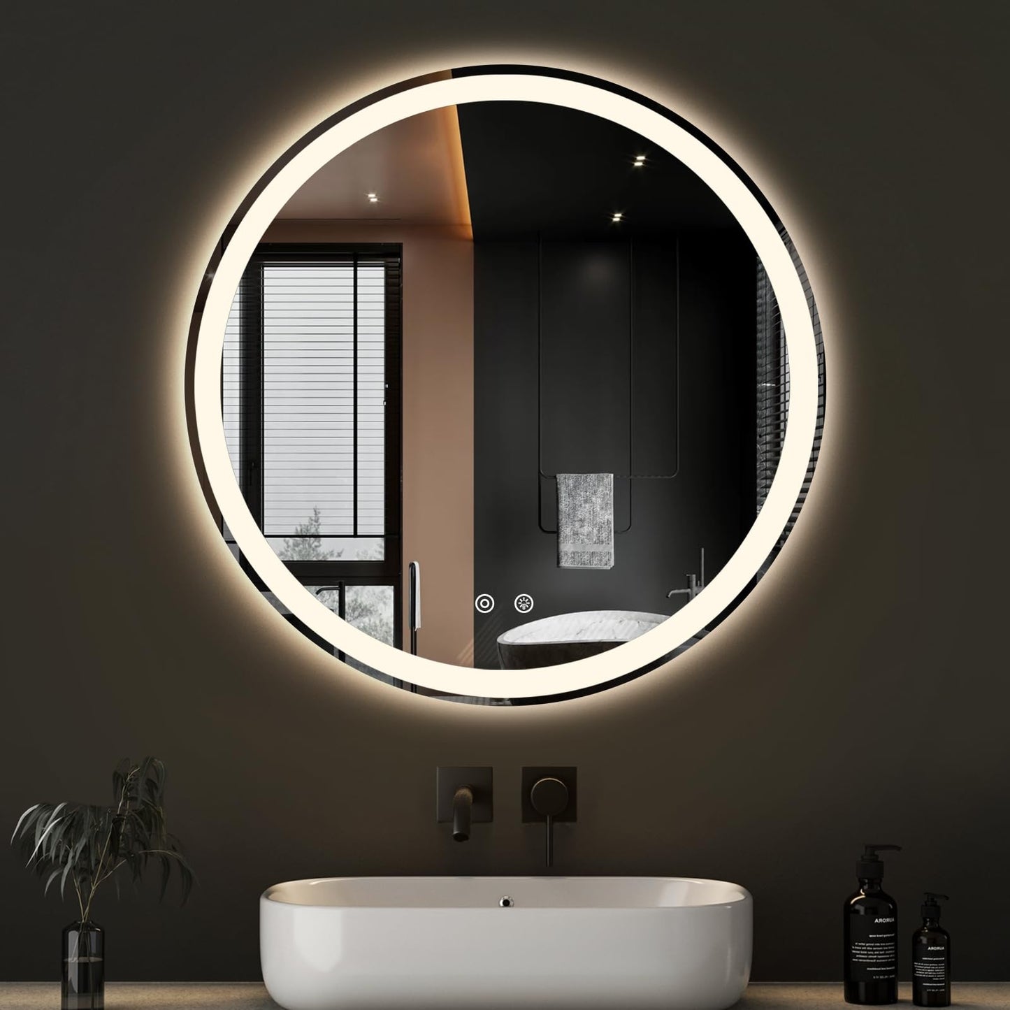 NEWBULIG 20X30 Inch Arched Bathroom Wall Mirror for Over Sink, Gold