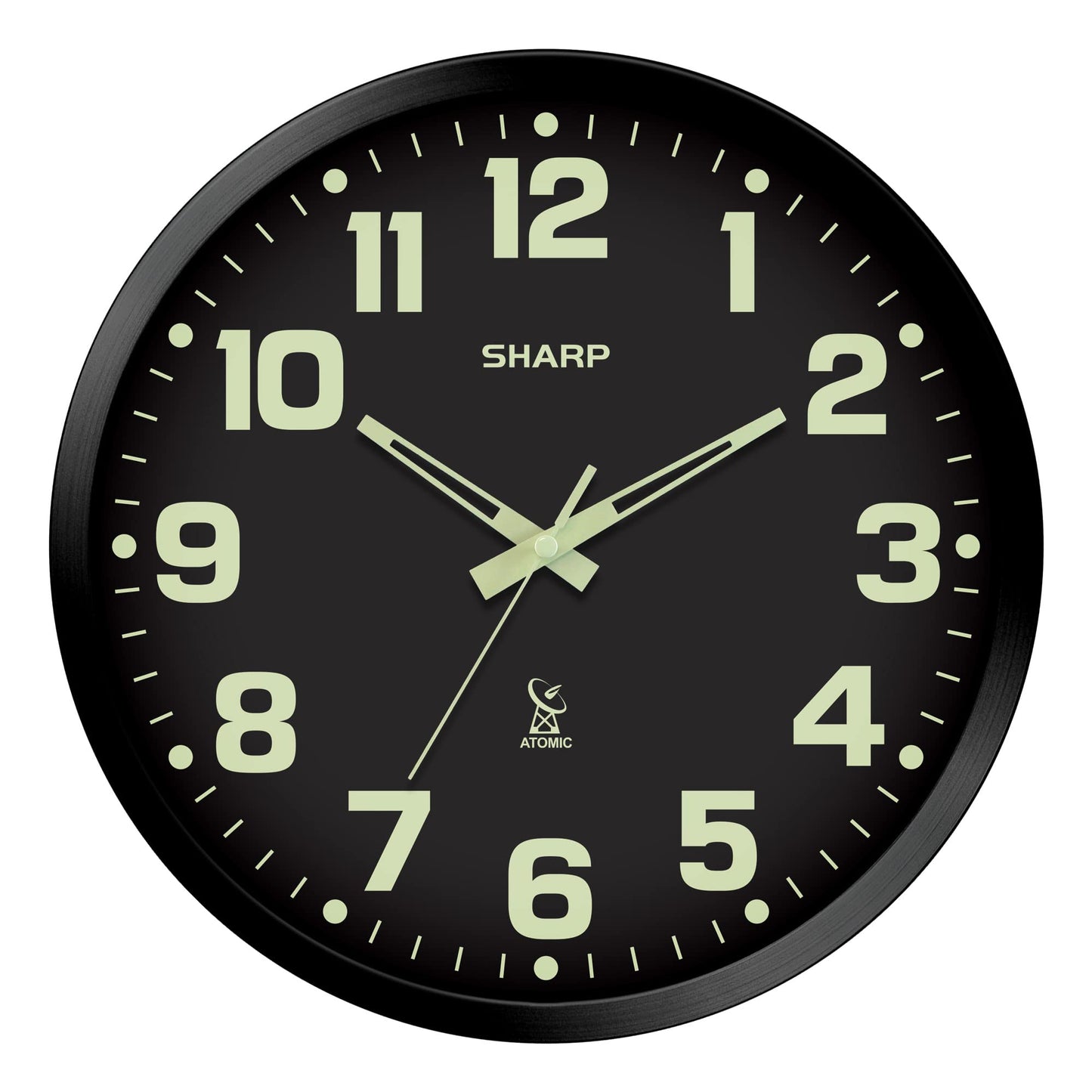 Sharp 12-Inch Atomic Wall Clock, Battery Operated, Silver Brushed Finish