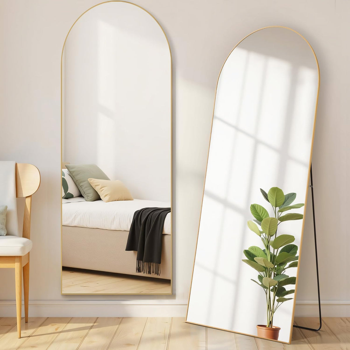 Mirror Full Length, Upgraded 16"x59" Body Wall Mirrors with Shatter-Proof Glass, Floor Standing, Hanging or Leaning, Tall Mirror with Stand Aluminum Alloy Frame for Bedroom Cloakroom