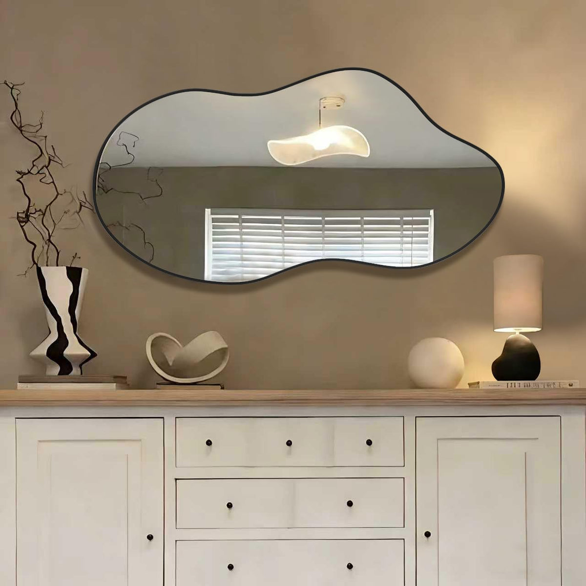 Irregular Wall Mirror 24×40 Inch Wall Mirrors Decorative Gold Modern Asymmetrical Abstract Mirror for Bathroom Bedroom Living Room Entryway Hallway