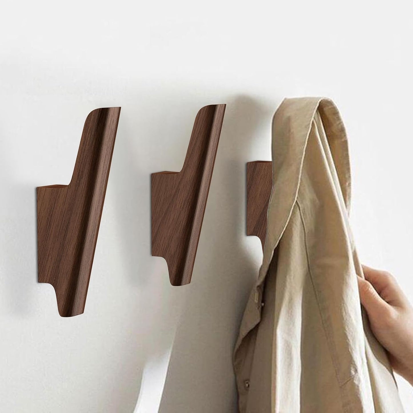 Wood Wall Hooks 4 Pack Coat Hooks Wall Mount, Towel Hooks for Bathrooms