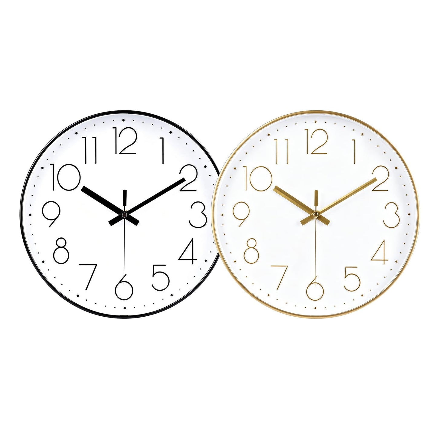 jomparis Wall Clock 12 Inch Non-Ticking Silent Battery Operated Round Wall Clock Modern Elegant Simple Style Clock for Home Office Kitchen Bedroom Living Room