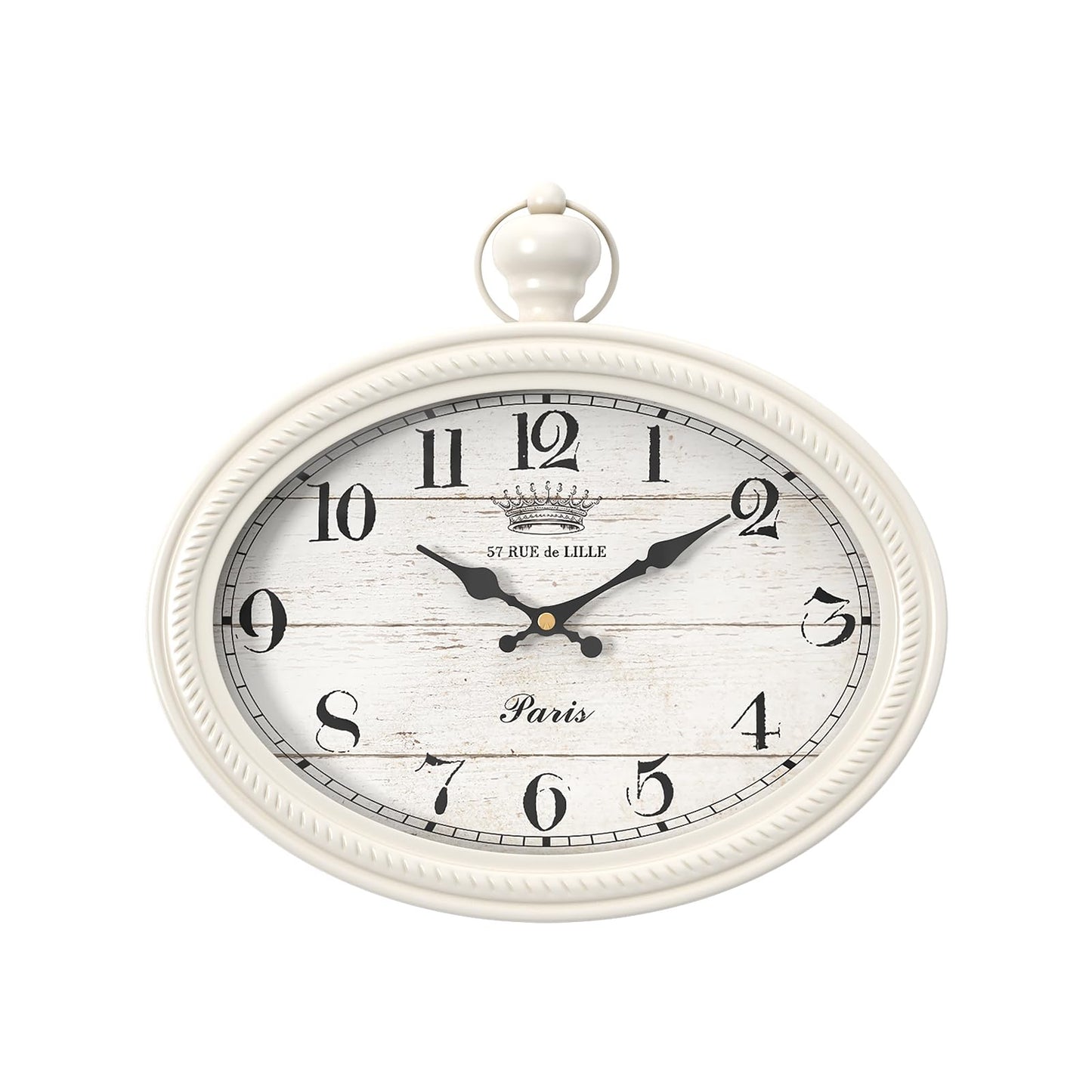 Retro Oval Wall Clock. Black Vintage Antique Style