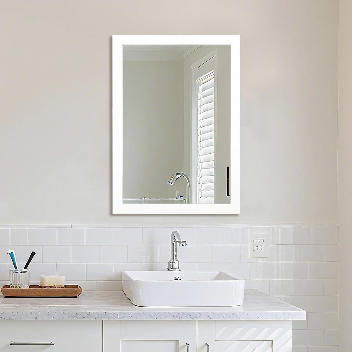 Ruomeng Wall Mirror Rectangle Decorative Mirror 12x16 Inch, Black