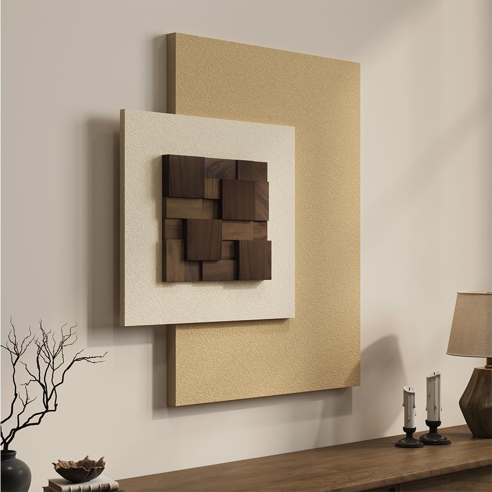 Large Wood Abstract Wall Art for Living Room, Modern 3D Artwork for Walls