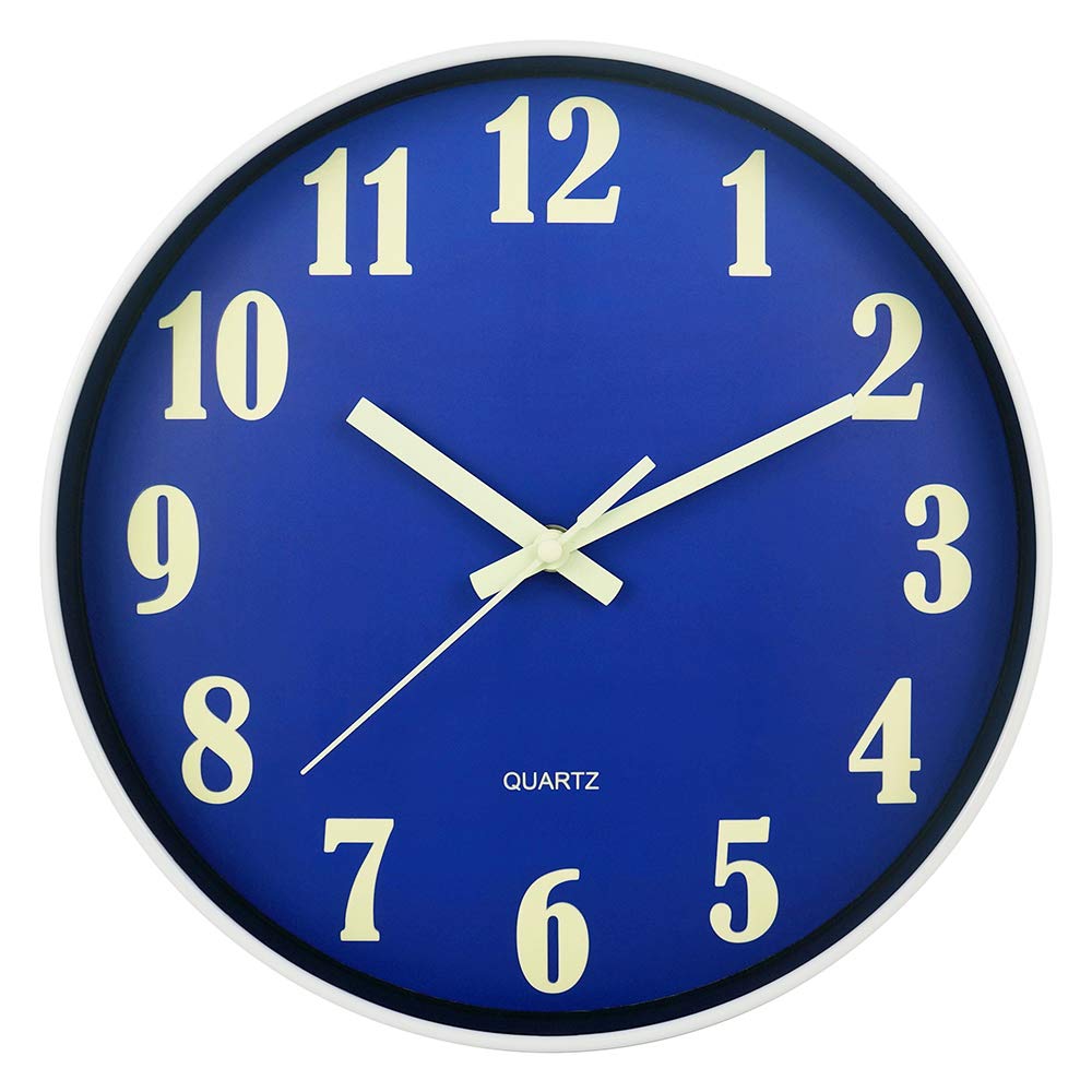 JoFomp Glow in The Dark Clock, 8 Inch Modern Silent Non Ticking Wall Clocks Battery Operated, Night Light Wall Clock for Living Room Decor, Wall Clock Decorative for Kitchen Bedroom