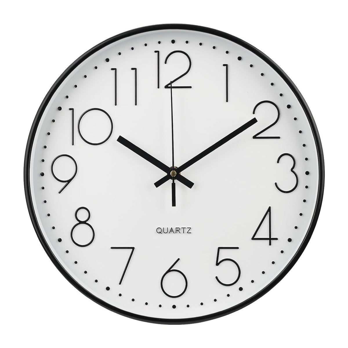 Wall Clock 12 Inch Non-Ticking Silent Modern Simple Style Round Decor Clock Gold Stereoscopic Dial Quartz Wall Clocks for Home/Office/School/Living Room/Bedroom/Kitchen