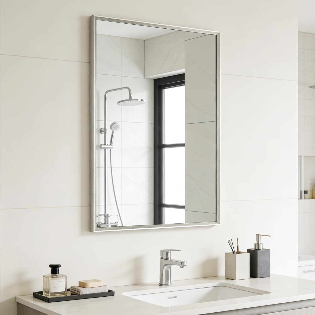 Ruomeng Wall Mirror Rectangle Decorative Mirror 12x16 Inch, Black
