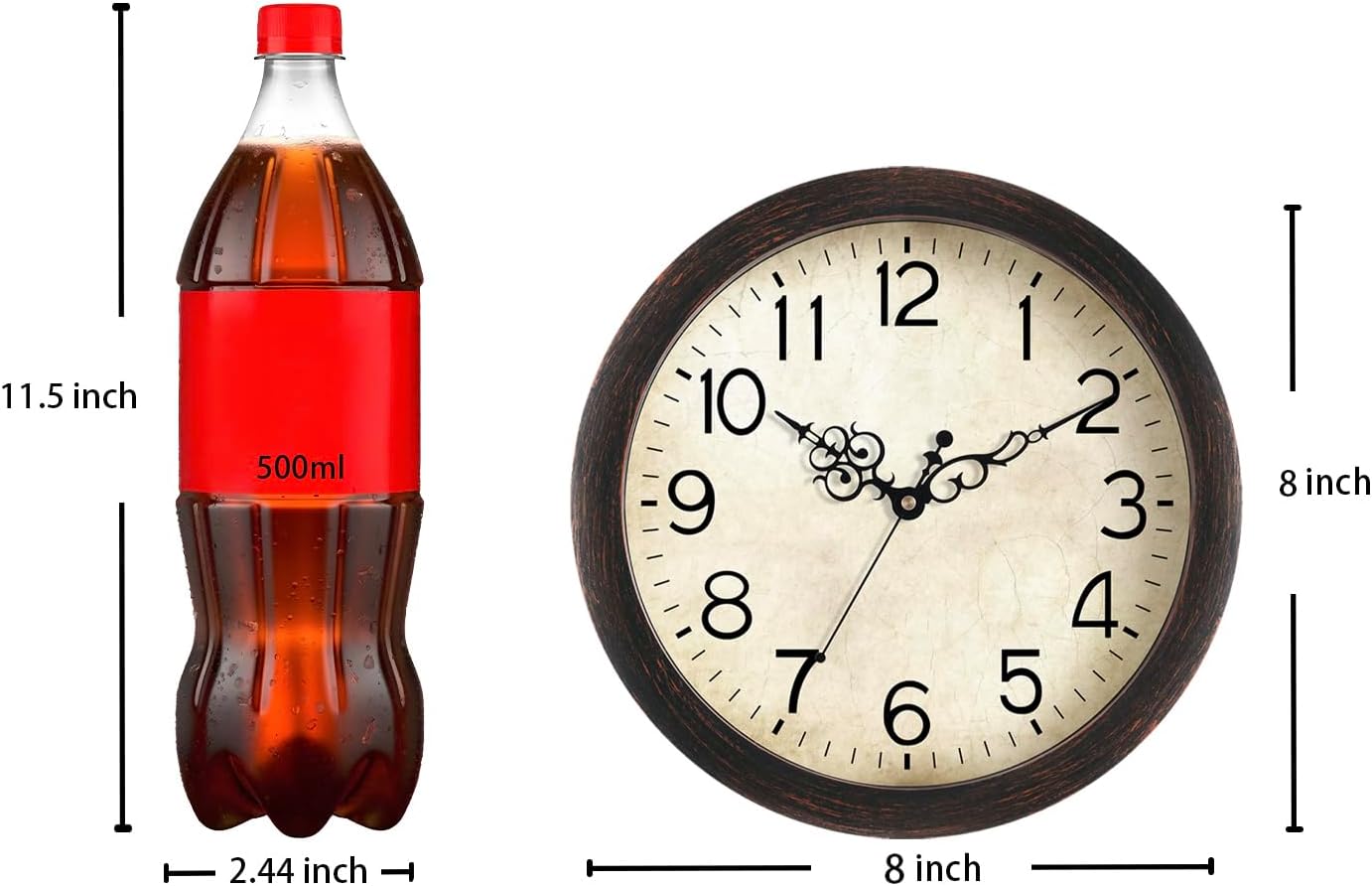 KECYET Wall Clock Vintage Battery Operated Quartz Silent 8" for Kitchen