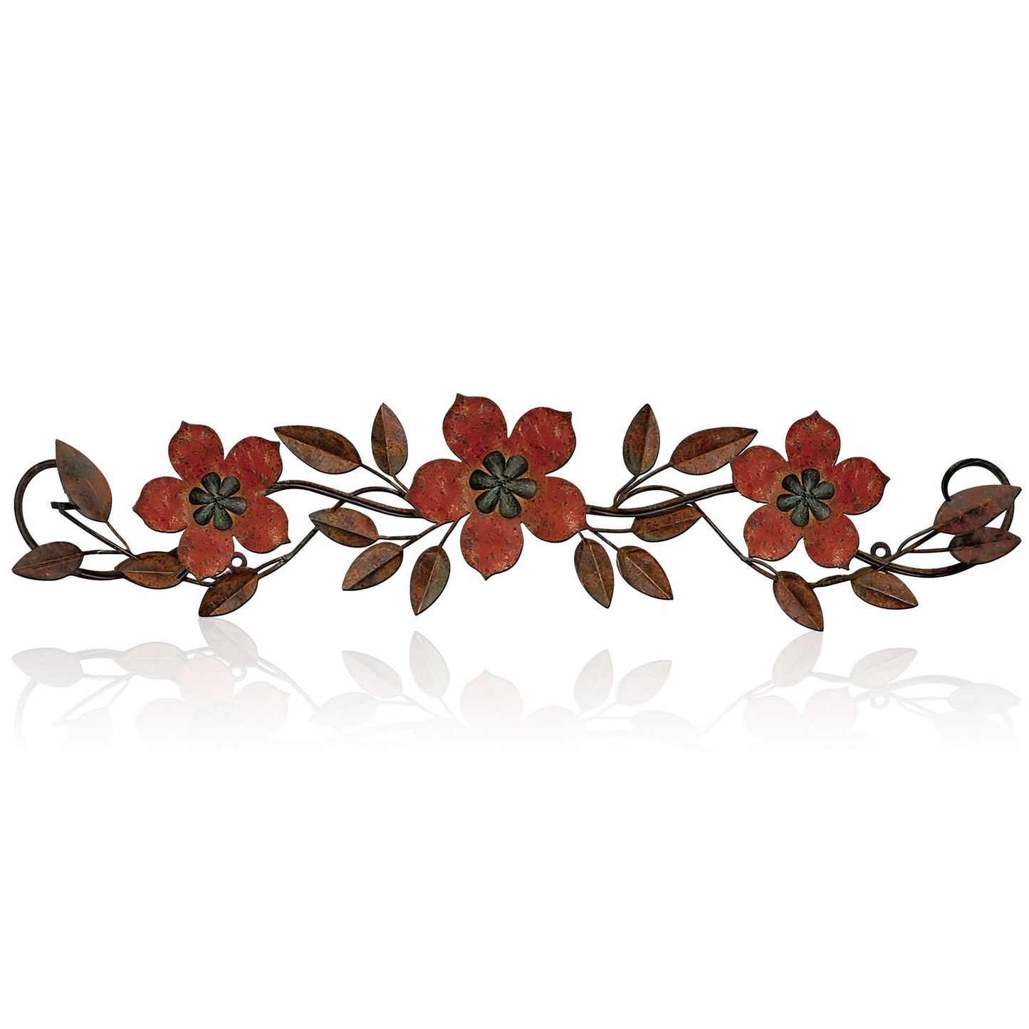 Wesiti Metal Flower Wall Decor Wrought Iron Scroll 15.7x3.7,Blue